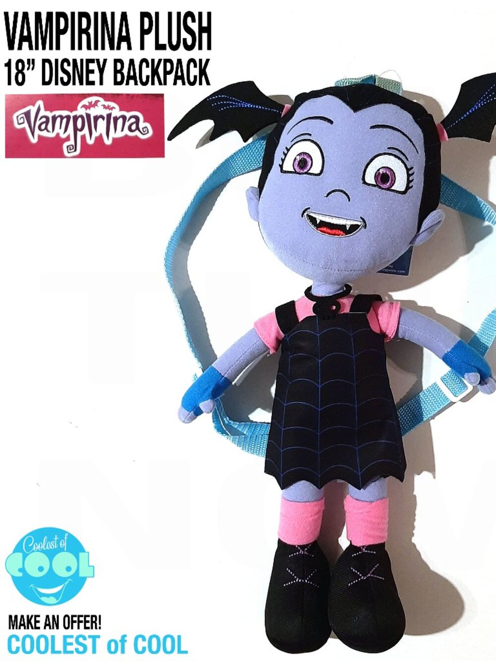 Vampirina teenage vampire plush Disney backpack 16" kids goth purse toy doll bag